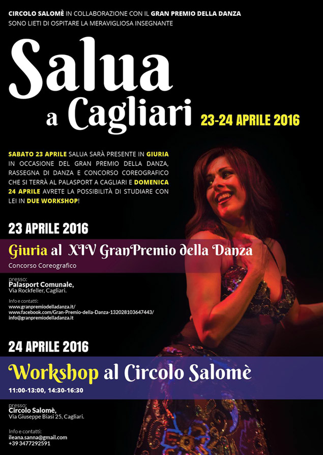 il 24 aprile Salua si trattiene a Cagliari per una giornata di workshop di danze orientali